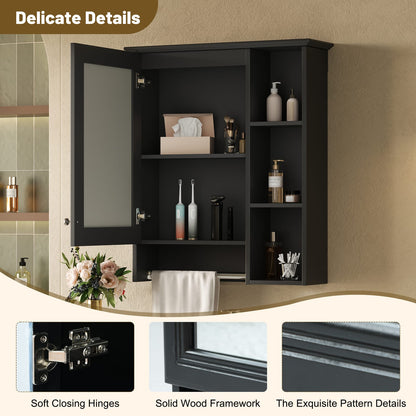 Black Bathroom Storage Cabinet - Wall Mounted Mirror Cabinet