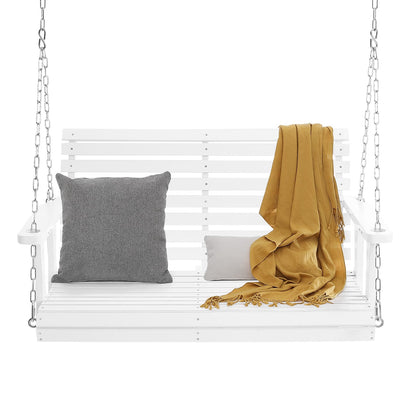 Wooden Porch Swing - 4ft White, Heavy Duty Outdoor Bench