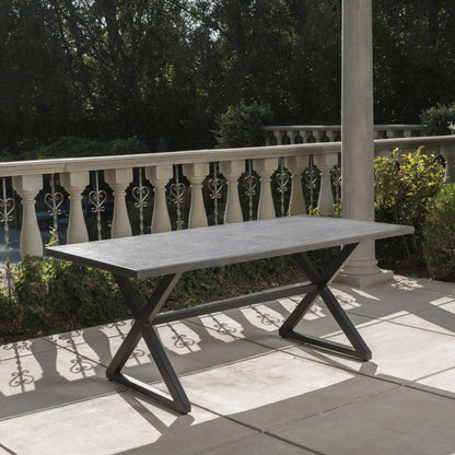 Outdoor Aluminium Dining Table Grey/Black Patio Garden Set