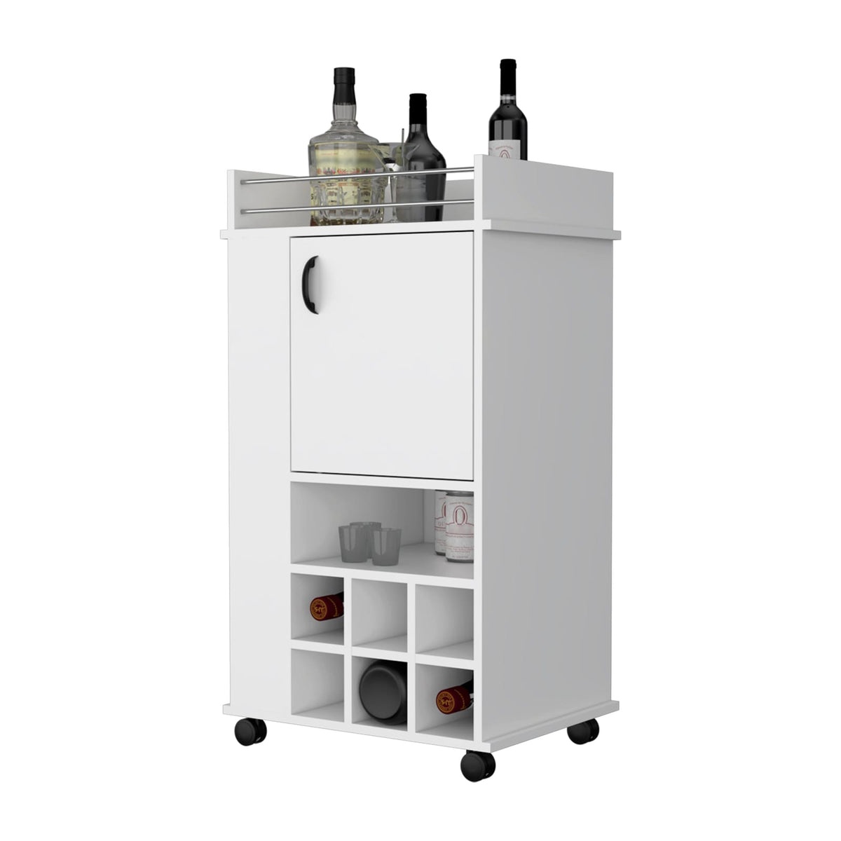 White Engineered Wood Nightstand with Two Drawers for Dining Room