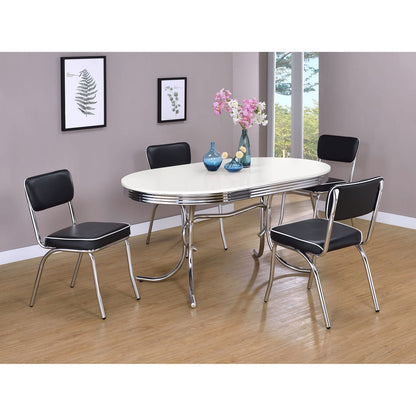 White and Chrome Oval Dining Table - Modern Style