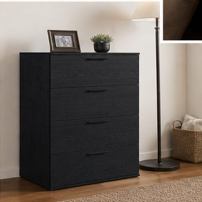 Oliver Four-Drawer Jumbo Chest - Black Wood Dresser
