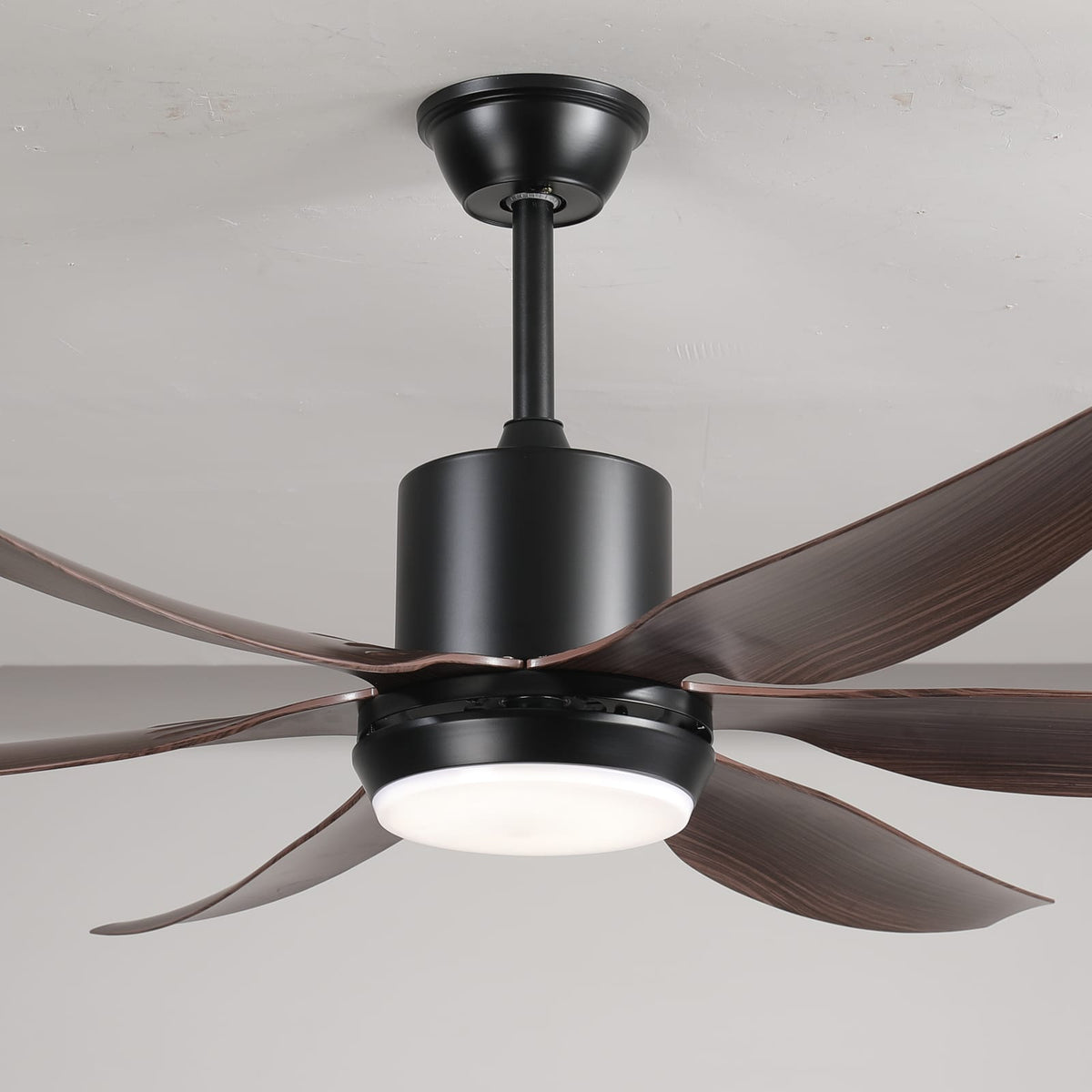6 Blade Ceiling Fan Matte Black DC Motor Remote Control
