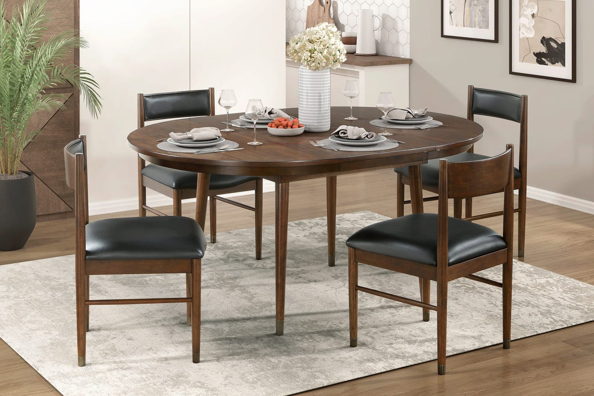 Cherry Wood Dining Chairs Set of 2 - Leather Upholstered