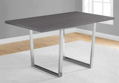 Dining Table, 60" Rectangular, Grey Metal & Wood - Perfect for Kitchens and Dining