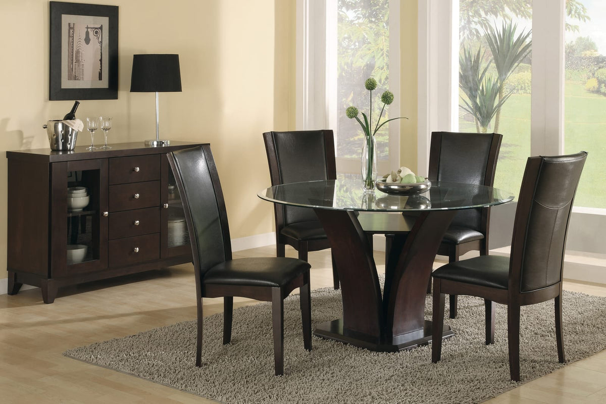 Modern Dark Brown Dining Side Chairs Set of 2 Espresso Finish Wood