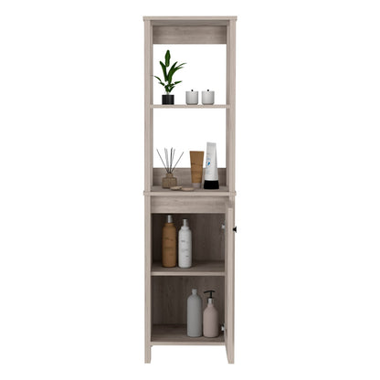 Beige Bathroom Storage Cabinet with 4 Shelves