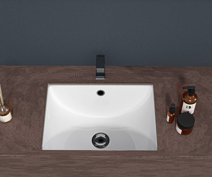 18.5" White Ceramic Rectangular Undermount Bathroom Sink - Stain Resistant