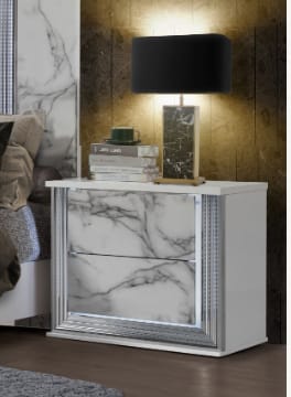 Marble Square Nightstand 2 Drawers Bedroom