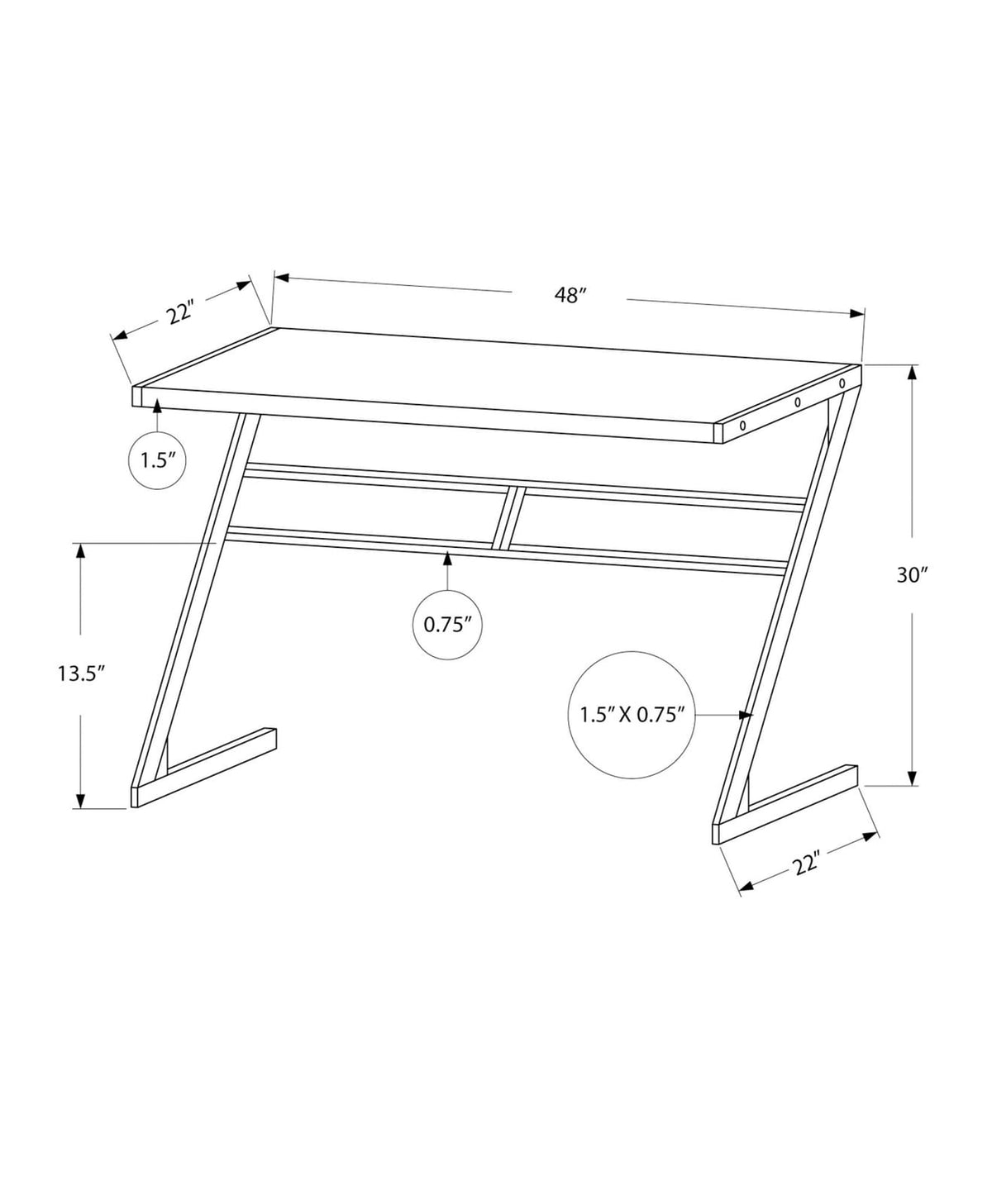 White Z-Shaped Computer Desk - Home Office Storage