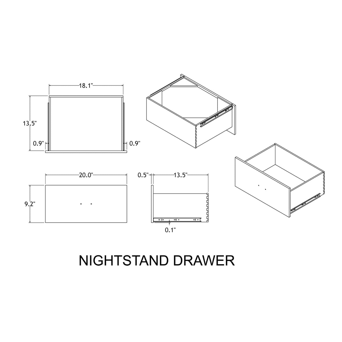 Beige Brown Farmhouse Nightstand with 2 Drawers