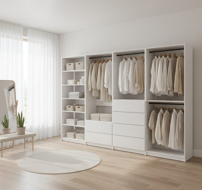 White Wood Walk-In Closet System - 5 Modular Units