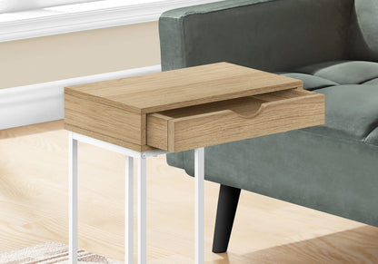 C-Shaped Accent Table - Storage Drawer Natural