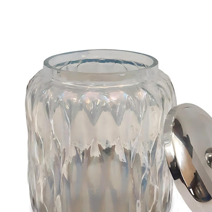 Glacier Vanity Glass Jar - Rainbow Lustre Storage for Cotton Swabs & More
