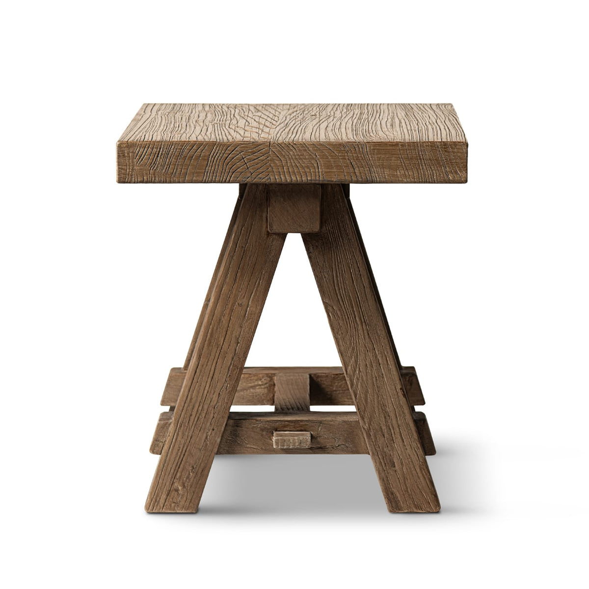Hawthorne 18" Square Reclaimed Elm Trestle Side Table - Brown