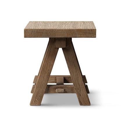 Hawthorne 18" Square Reclaimed Elm Trestle Side Table - Brown