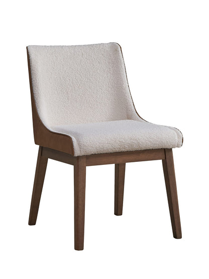 Modern Wingback Dining Chairs Set of 2 in Brown White Wood Finish
