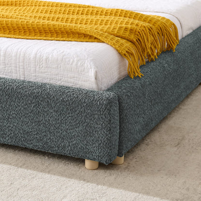 Queen Upholstered Bed Frame - Dark Gray, Modern Minimalist Style