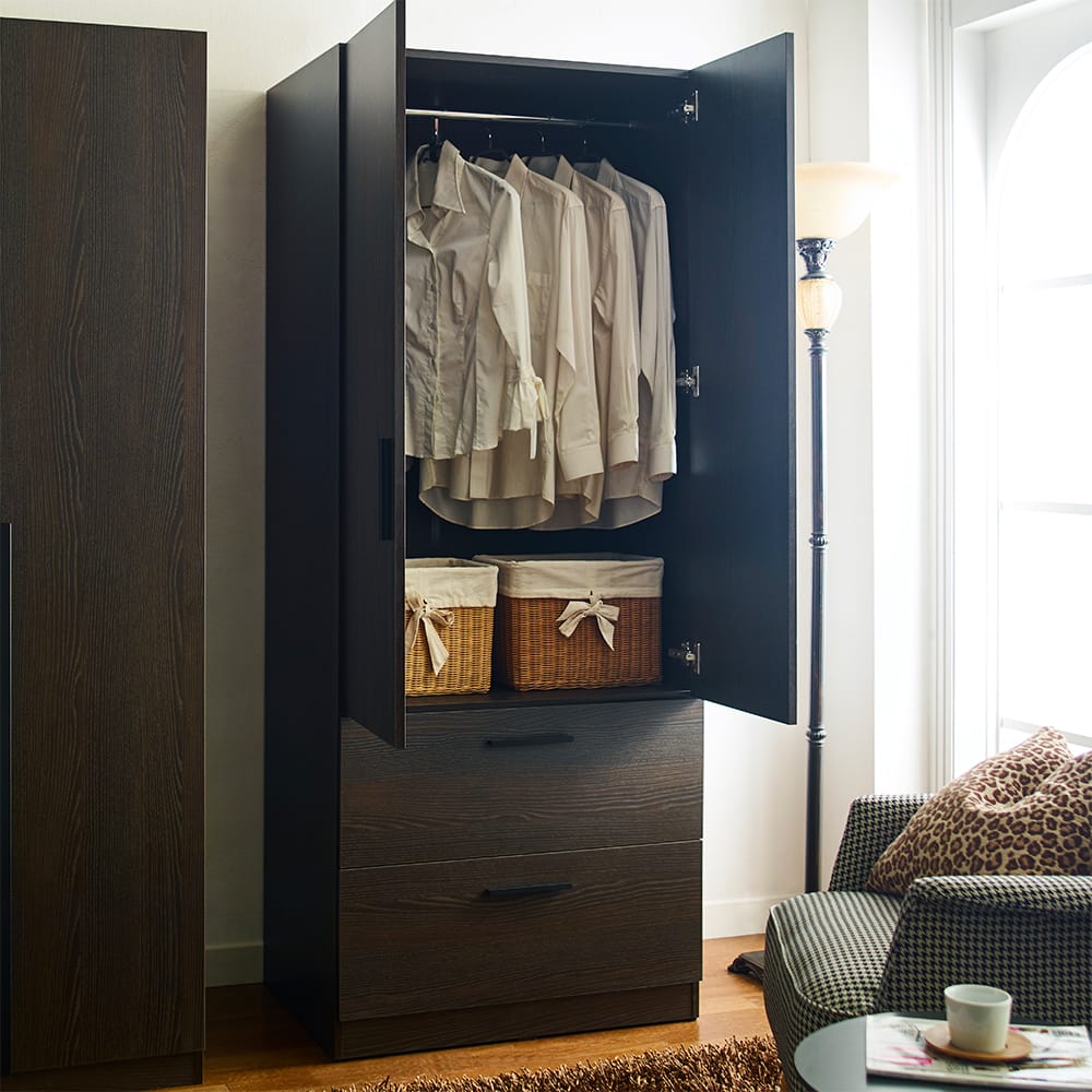 Dark Brown Solid Wood Dresser - 21.7 x 31.5 x 78.7", 2 Doors