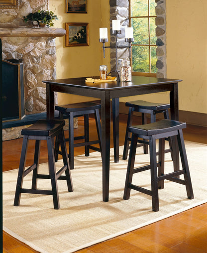 Black Solid Wood Dining Stools Set of 2 - Saddle Seat Height