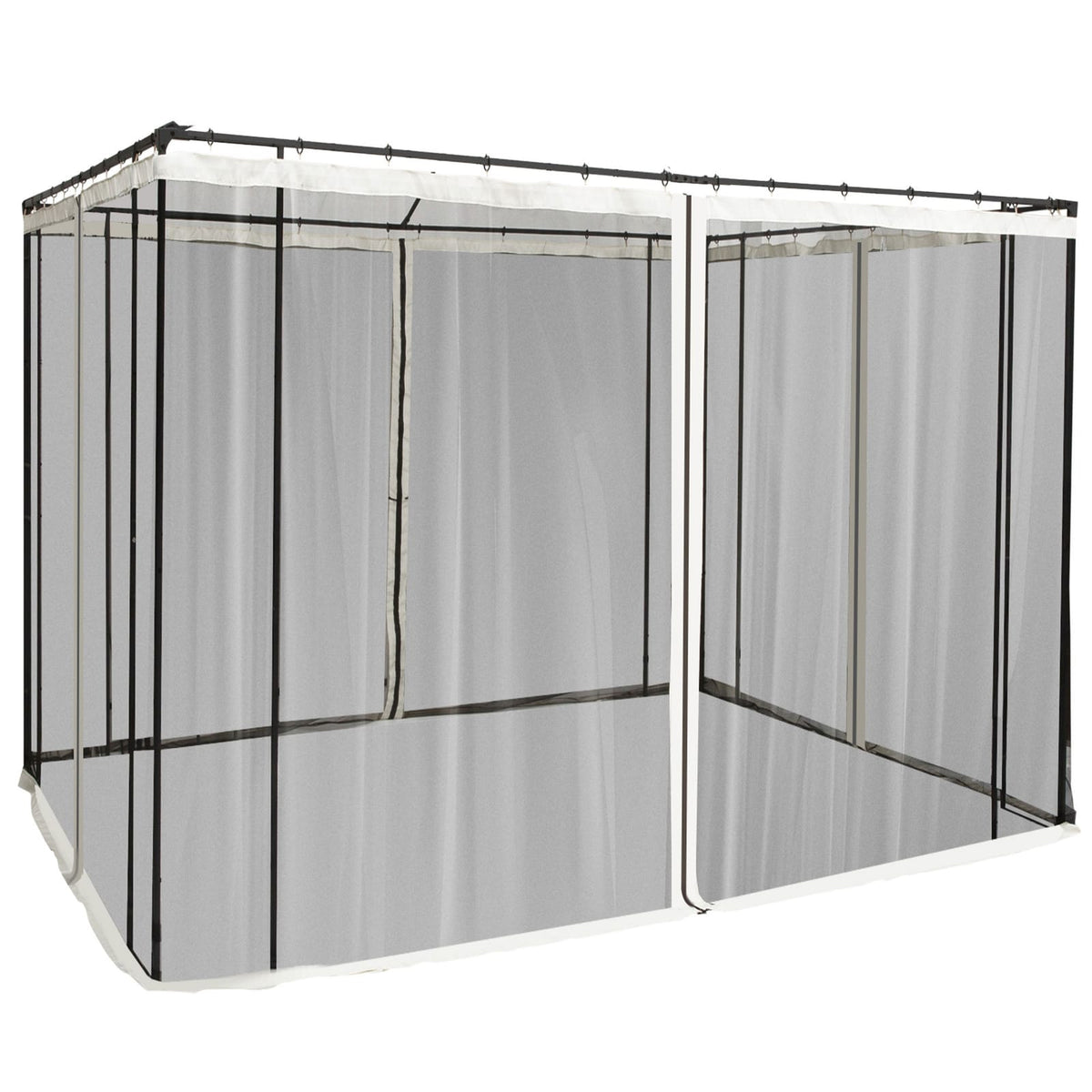 White Polyester Gazebo Netting Screen for Patio and Poolside Areas