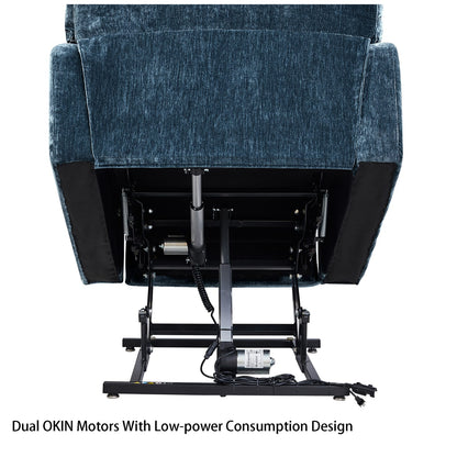 Blue Power Recliner Chair - 36" Dual OKIN Motor for Living Room