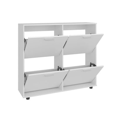 White Engineered Wood Shoe Rack Cabinet - 11.8 x 43.3 x 38" for Living Room