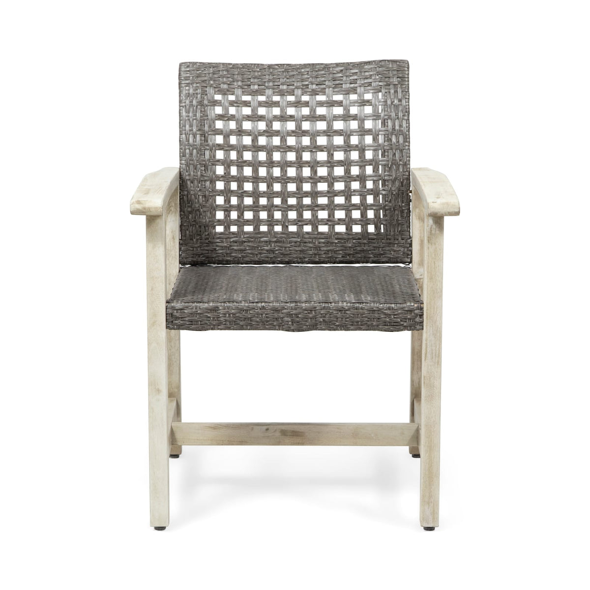 Hampton Wood & Wicker Dining Chairs (Set of 2) - Black + Grey