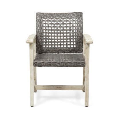 Hampton Wood & Wicker Dining Chairs (Set of 2) - Black + Grey