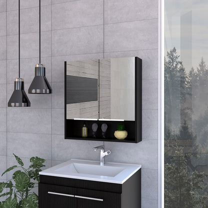 Black Medicine Cabinet with Mirror - 23.4" Storage for Bathroom