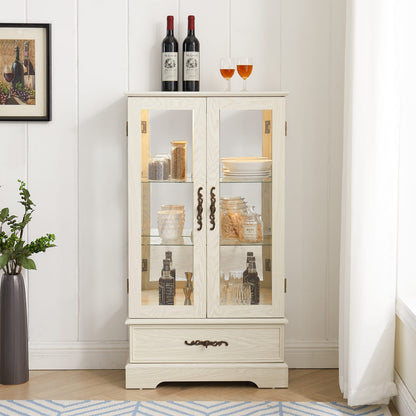 White Glass Curio Cabinet - 25.98"W Storage Display Cabinet