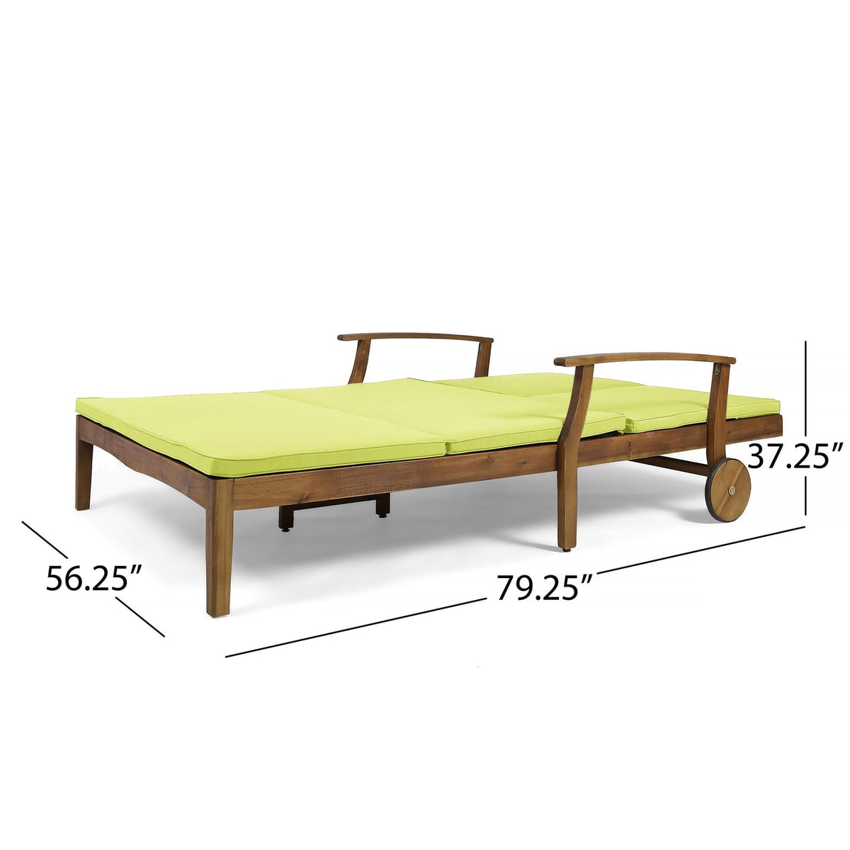 Teak Acacia Wood Dual Chaise Lounger for Poolside Relaxation