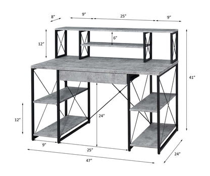 Amiel Gray Writing Desk - Storage Workstation