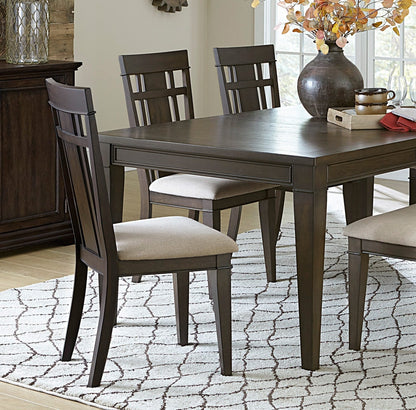 Dark Brown Oak Dining Set with Extendable Table and Four Chairs