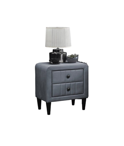 Grey Velvet 2 Drawer Bedside Cabinet Nightstand