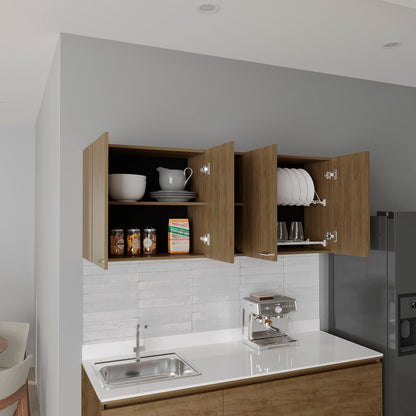 Wall Cabinet 24" H - Four Doors & Storage Shelves for Living Room