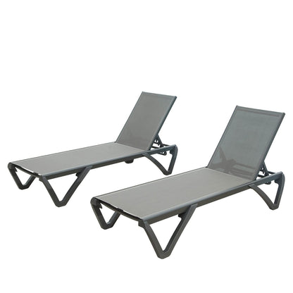 Gray Aluminum Patio Chaise Lounge - Outdoor Sun Lounger