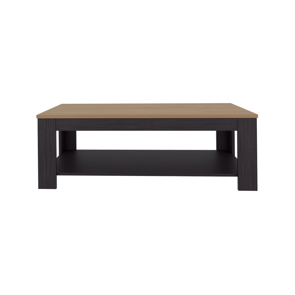 Cecil Coffee Table - Black with Open Storage Shelf | Modern Design