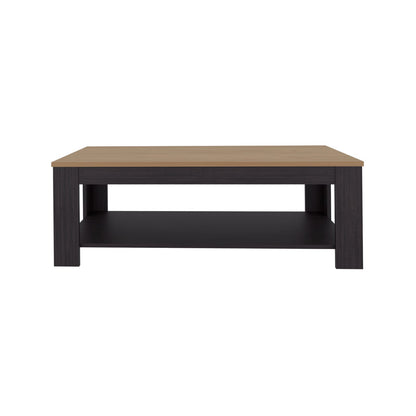 Cecil Coffee Table - Black with Open Storage Shelf | Modern Design