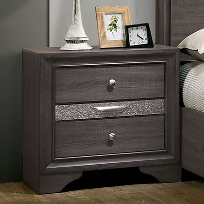 Contemporary Gray 1pc Nightstand with Drawers for Bedroom
