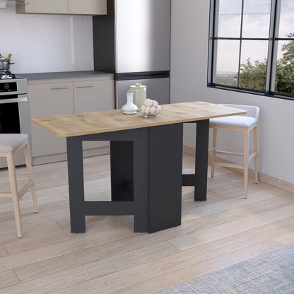 Expandable Folding Table - 3 Forms, Black Pine for Dining Room