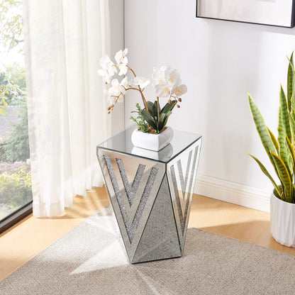 Silver Triangular Mirror Coffee Table for Living Room & Bedroom