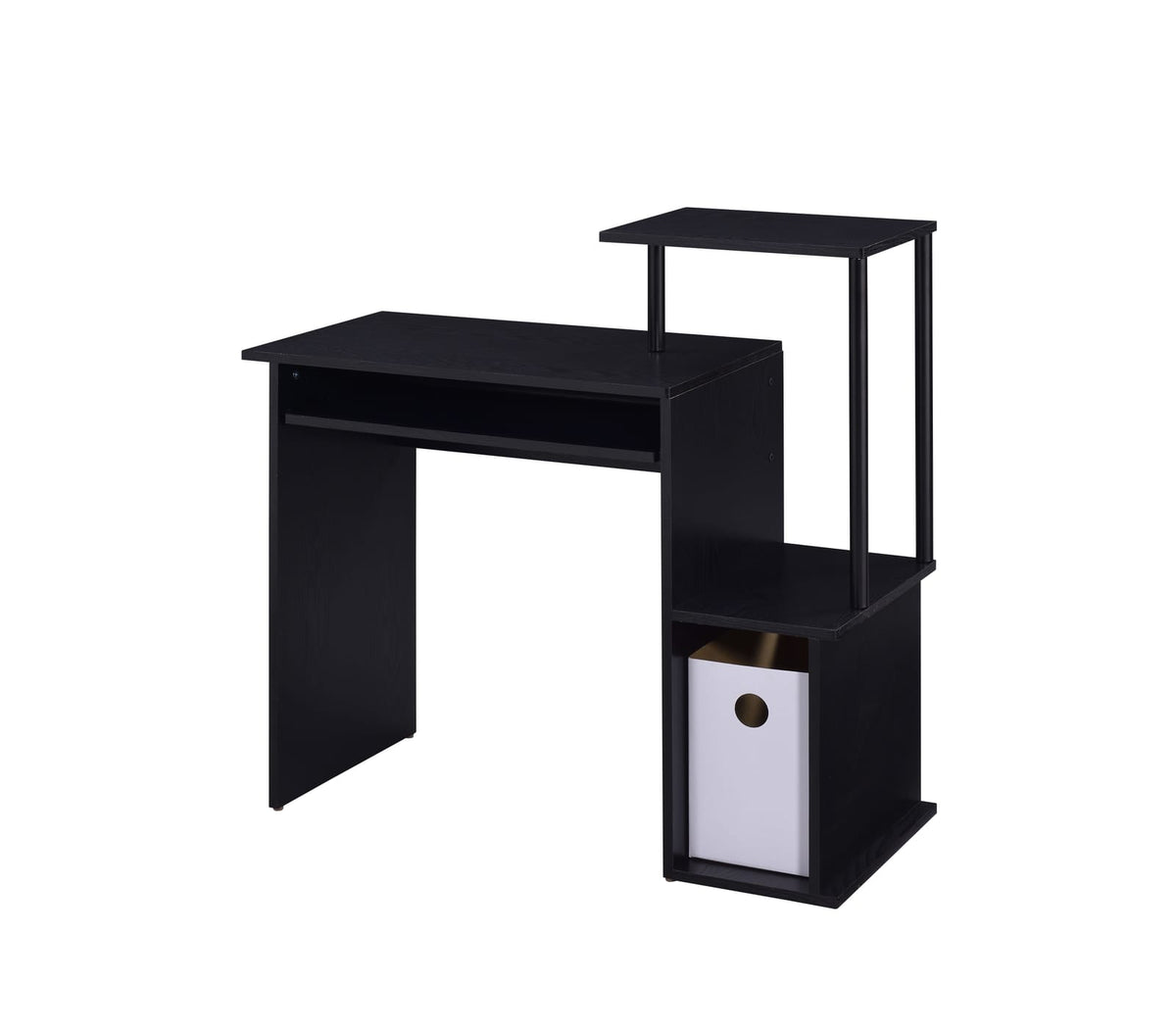 Black Computer Desk with Storage Shelves - 37" L for Home Office