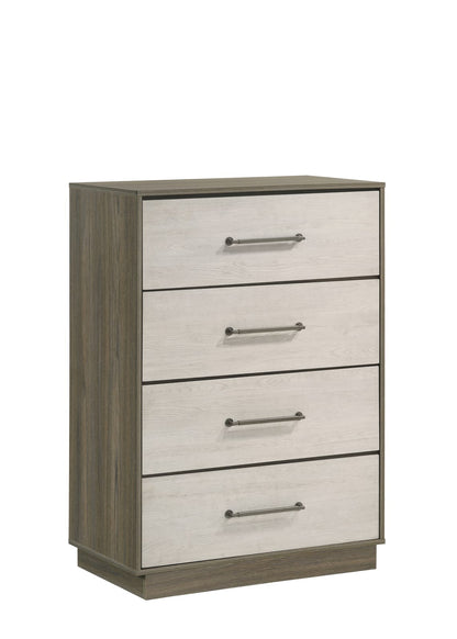 Modern 4-Drawer Chest - Beige Brown Wood for Bedroom