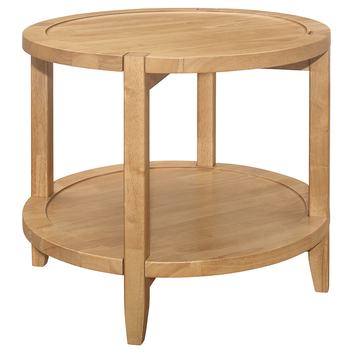 Isbell Maple Brown Round Wood Side Table for Living Room