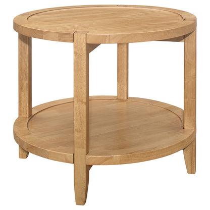 Isbell Maple Brown Round Wood Side Table for Living Room