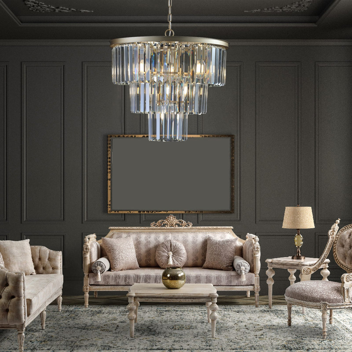 Luxury Gold Crystal Chandelier - 7 Light Pendant for Living Room Dining Bedroom