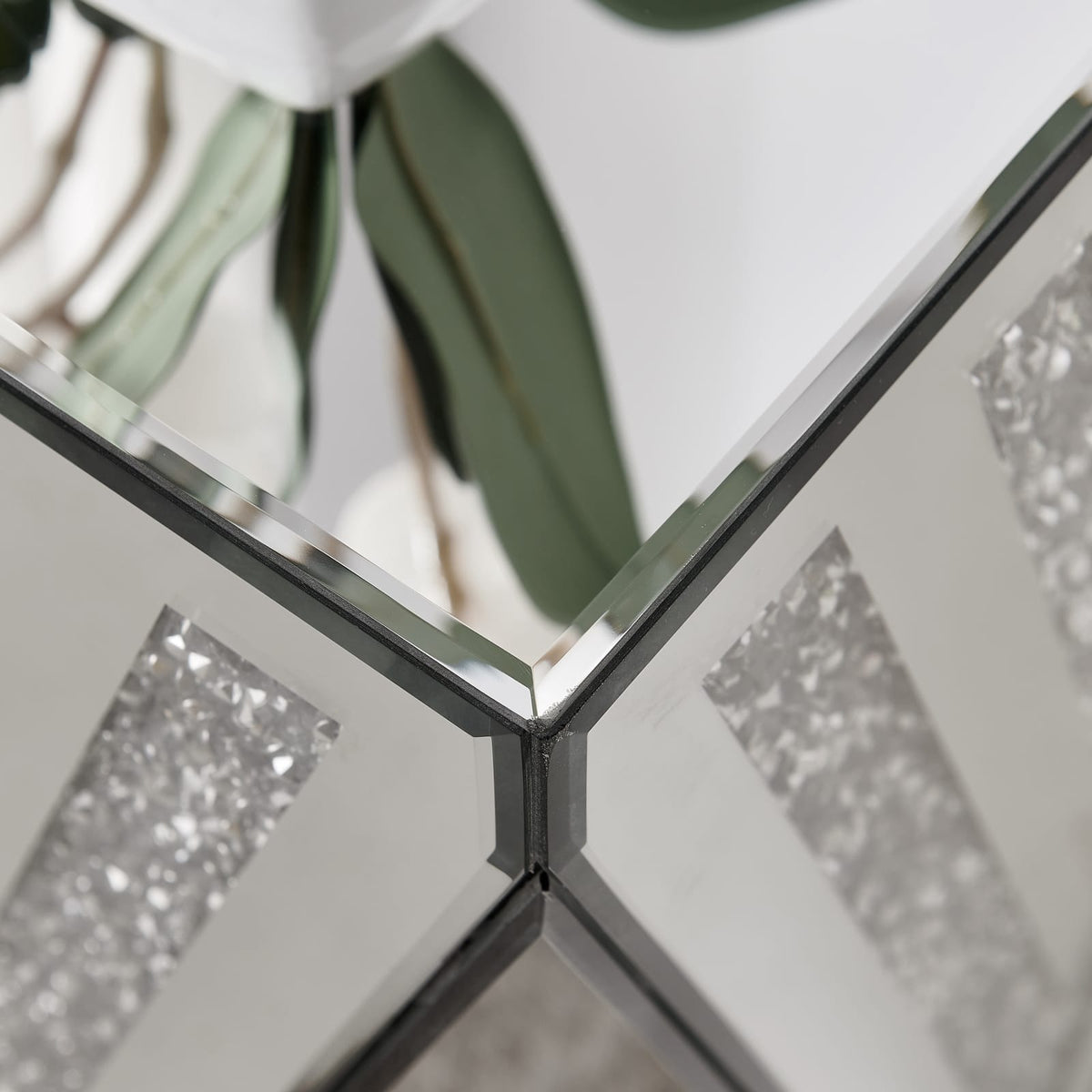 Silver Triangular Mirror Coffee Table for Living Room & Bedroom