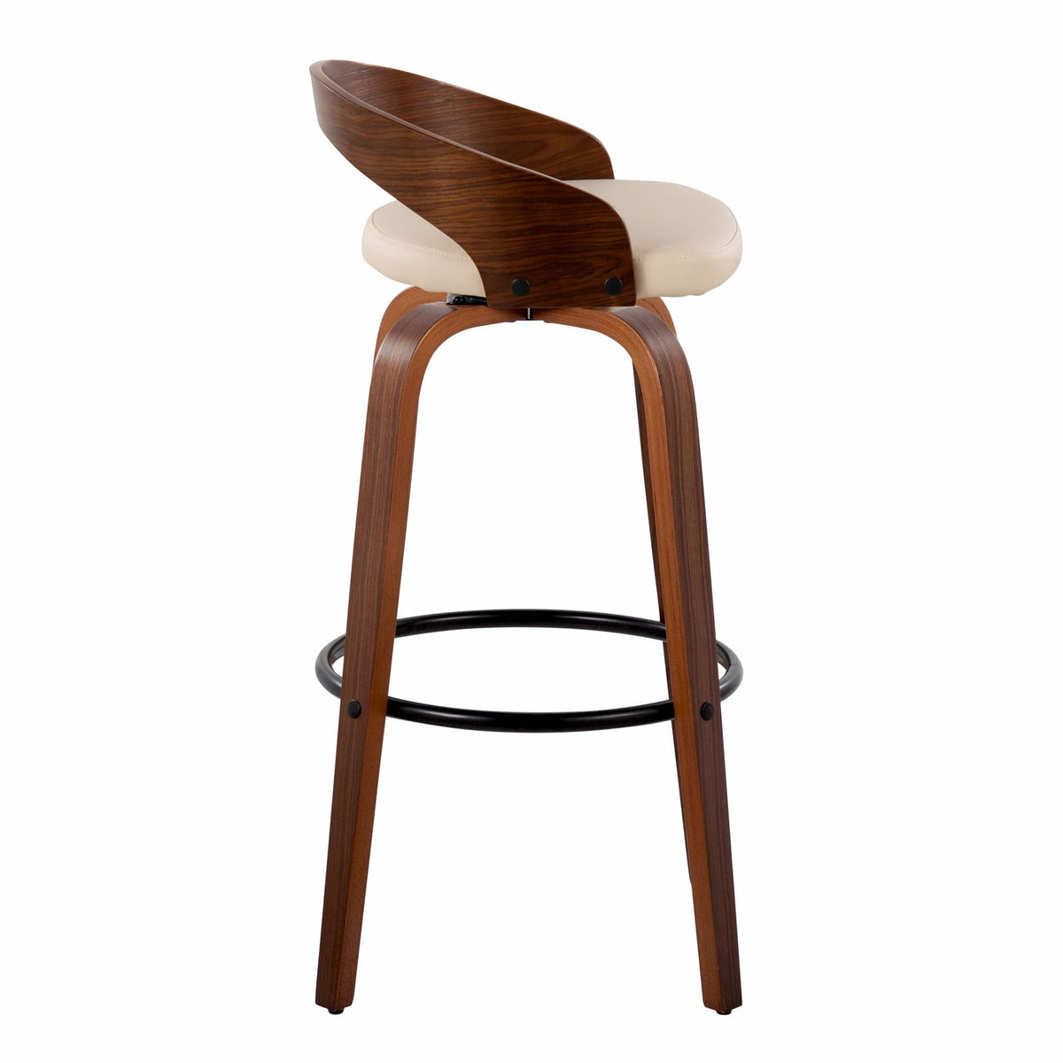 Cream Faux Leather Barstools - 2 Swivel Bar Stools