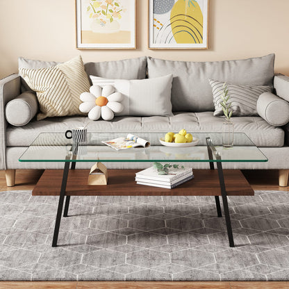 Transparent Tempered Glass Coffee Table Set - 3 Piece Living Room Table